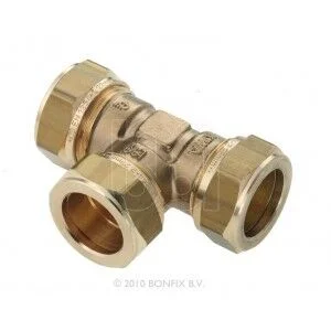 Superprijs Bonfix messing t-stuk 3 x knel 22 mm
