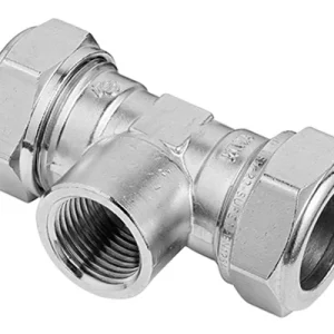 Actieprijs Bonfix messing T-stuk 2 x knel 90° x binnendraad vernikkeld