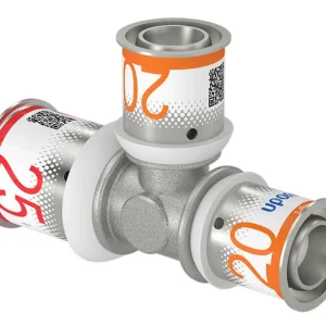 Uponor S-Press Plus verloop T-stuk 90° Water 25 x 20 x 20 mm Op = Op