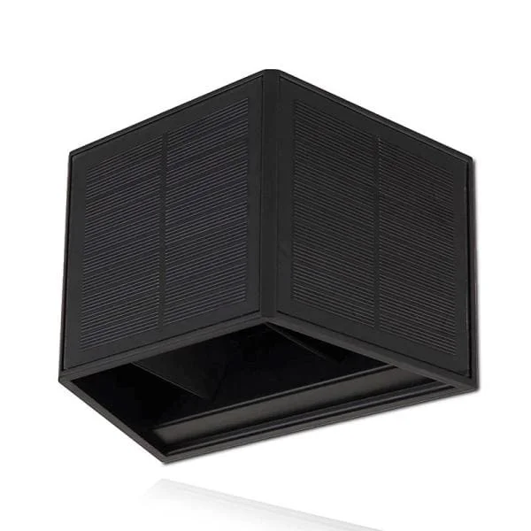 Merkproduct Wandlamp led kubus zwart met solar 1 W 3000K