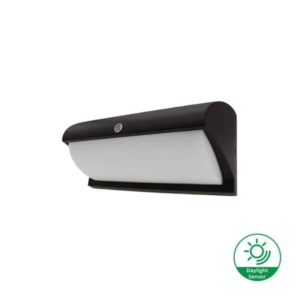 Led Bulkhead met lichtsensor zwart 12 W 3000K Flitsaanbieding