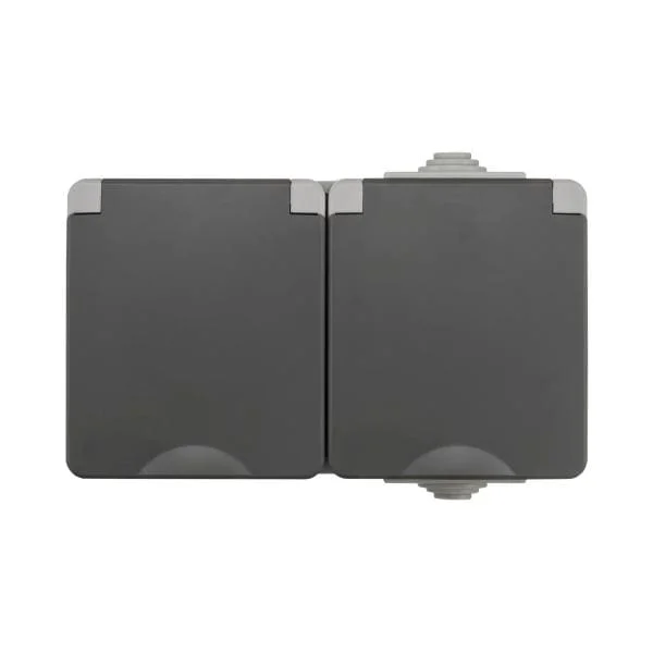 Meest Verkocht Opbouw Wandcontactdoos 2-voudig IP55 Grijs