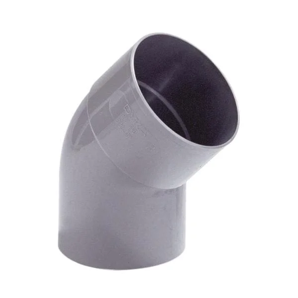 PVC Bocht 70 mm 45° Mof/ verjongd spie grijs HWA Direct Beschikbaar