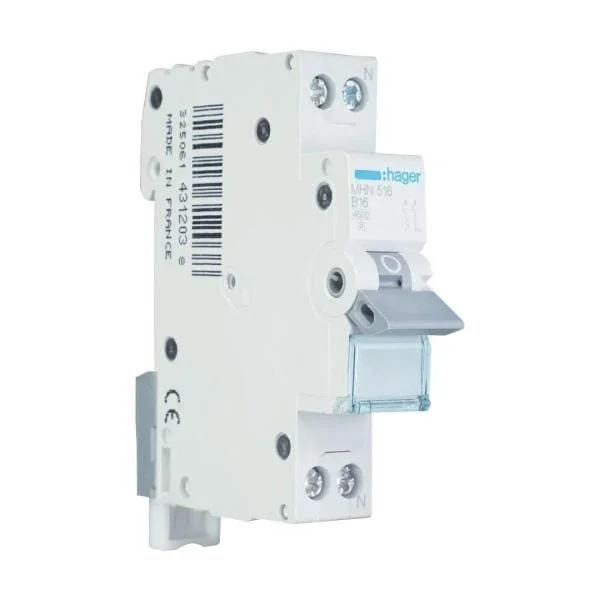 Hager installatieautomaat 1-polig+nul 16A B-kar Op = Op