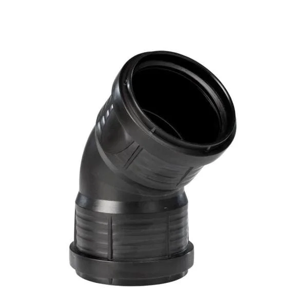 Exclusieve Aanbieding PP Bocht 45° zwart 75 mm. 2 x Manchet