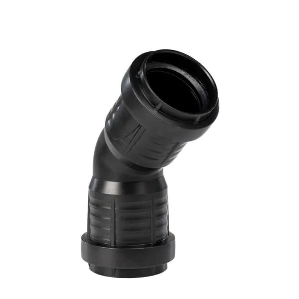 Gecertificeerd PP Bocht 45 °zwart 40 mm. 2 x manchet