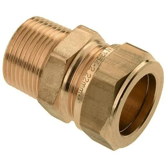 Messing Puntstuk 1” x 28 mm buitendraad x knel Gratis Retour