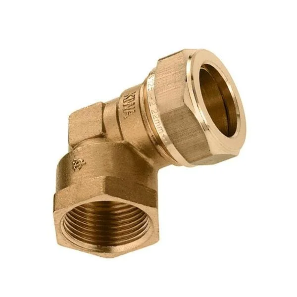 Superprijs Messing Knie 1″ x 28 mm binnendraad x knel