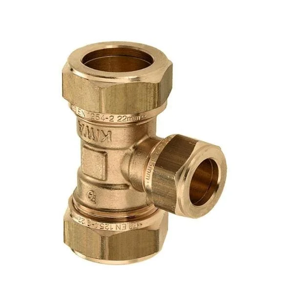 Messing Verloop T-stuk 28x22x28 mm knel Betrouwbaar