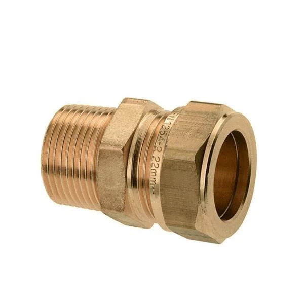 Tijdelijk Beschikbaar Messing Puntstuk ½” x 22 mm buitendraad x knel