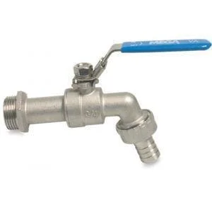 Premium RVS tap kogelkraan met slangwartel 1″ buitendraad