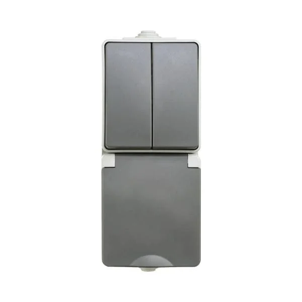 Opbouw Combinatie WCD en Serieschakelaar IP 55 grijs Direct Verzonden