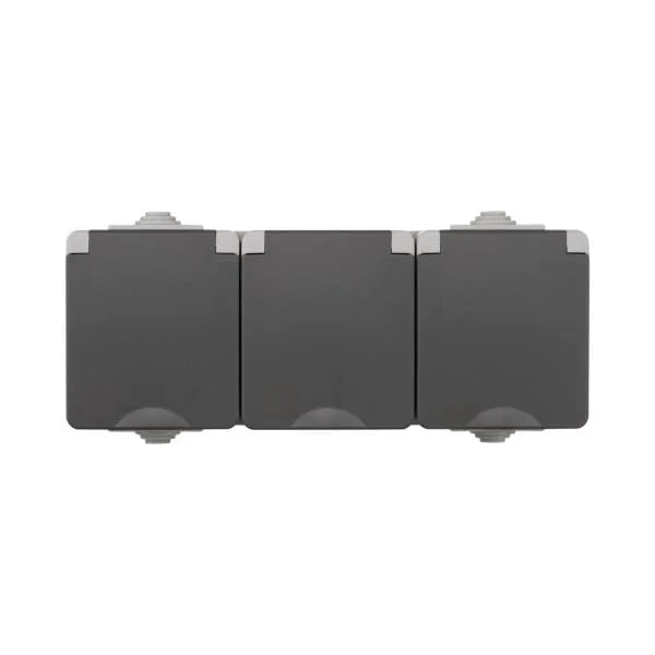 Opbouw Wandcontactdoos 3-voudig IP55 Grijs Hoge Kwaliteit
