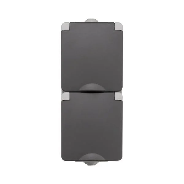 Populair Opbouw Wandcontactdoos 2-voudig Verticaal IP55 Grijs