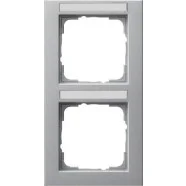 Alleen Vandaag Gira 110225 Afdekraam 2-voudig verticaal met tekstkader Kleur aluminium