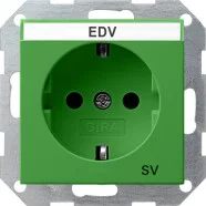 Voordeelprijs Gira 4457107 Systeem 55 Wandcontactdoos met randaarde 16A 250V met tekstkader met groene afdekplaat voor WSV