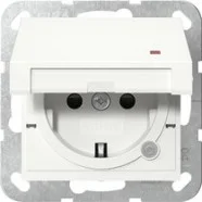 Betaalbaar Gira 455227 Systeem 55 Wandcontactdoos met randaarde 16A 250V met klapdeksel, oranje controlelicht en verhoogde aanraakbeveiliging (Safety Plus) Zuiver wit mat