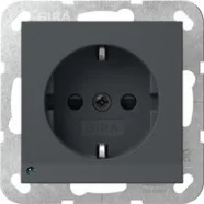 Superprijs Gira 417028 Systeem 55 Wandcontactdoos met randaarde 16A 250V met led-oriëntatielicht en verhoogde aanraakbeveiliging (Safety Plus) Antraciet