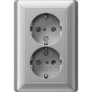Beste Prijs Gira 078326 Systeem 55 Dubbele wandcontactdoos met randaarde 16A 250V Met verhoogde aanraakbeveiliging (Safety Plus) en vaste afdekplaat Voor enkele inbouwdoos Steekklemmen Kleur aluminium