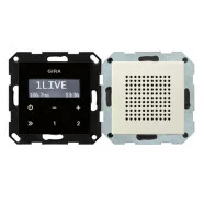 Betaalbaar Gira 228001 Systeem 55 Inbouwradio RDS met een luidspreker opzetstuk bedieningselement in zwartglaslook Crème wit glanzend