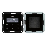 Weekendaanbieding Gira 228005 Systeem 55 Inbouwradio RDS met een luidspreker opzetstuk bedieningselement in zwartglaslook