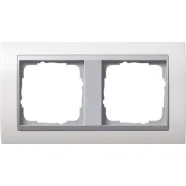 Weekendaanbieding Gira 0212806 Event Afdekraam 2-voudig Zuiver wit glanzend met overgangsafdekplaat Aluminium