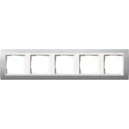 Actieprijs Gira 0215326 Event Afdekraam 5-voudig Kleur aluminium met overgangsafdekplaat Zuiver wit glanzend