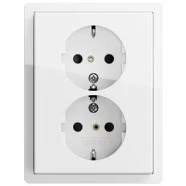 Beperkt Aanbod Gira 0783112 F100 Dubbele wandcontactdoos met randaarde 16A 250V met verhoogde aanraakbeveiliging Compleet met afdekraam Voor enkele inbouwdoos