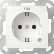 Beperkte Voorraad Gira 445203 Systeem 55 Wandcontactdoos met randaarde 16 A 250 V~ met oranje controlelicht en tekstkader Zuiver wit glanzend