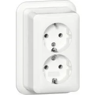 Beste Prijs Gira 478011 Opbouw Dubbele wandcontactdoos met randaarde 16 A 250 V~ met montageplaat en adapter K/P25 Zuiver wit
