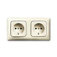 Busch Jaeger 20-2 EUCJ-212K-503 Busch-Duro 2000 Wandcontactdoos met randaarde Voor wandgootinstallaties 2-voudig Crème-wit Premium