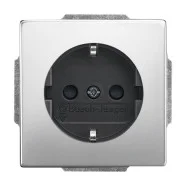 Busch Jaeger 20 EUCKS-866 Wandcontactdoos met randaarde Verhoogde aanraakbeveiliging Pure stainless steel Op = Op