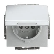 Busch Jaeger 20 EUK-866 Wandcontactdoos met randaarde met klapdeksel Pure stainless steel Betrouwbaar