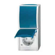 Bestseller Busch-Jaeger 2601/6/20 EBW-53 Combinatie wandcontactdoos met verhoogde aanraakbeveiliging randaarde en wisselschakelaar Grijs/blauwgroen