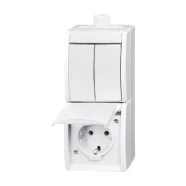 Uitverkoop Busch-Jaeger 2601/5/20EW-54-503 Combinatie wandcontactdoos met randaarde en serieschakelaar Alpinwit