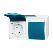 Busch-Jaeger 20/2 EBW-53 Wandcontactdoos met randaarde en verhoogde aanraakbeveiliging 2-voudig Grijs/blauwgroen Hete Deal