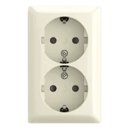 Busch-Jaeger 202 EAPBJ-522 AP Balance Dubbele wandcontactdoos met randaarde en verhoogde aanraakbeveiliging Crème-wit Tijdelijk Beschikbaar