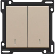 Weekendaanbieding Niko 157-61507 afwerkingsset met dubbele lens voor serieschakelaar, wisselschakelaar, Champagne coated