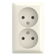 Busch-Jaeger 202 APBJ-522 Balance Dubbele wandcontactdoos zonder randaarde en verhoogde aanraakbeveiliging Crème-wit Betrouwbaar