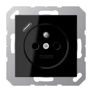 Beperkte Voorraad Jung A 1520 F-18 C SW Wandcontactdoos Frans/Belgisch systeem en USB-laadcontactdoos type C Zwart (België)