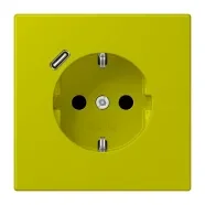 Veilige Betaling Jung LC 1520-18C 249 Wandcontactdoos met randaarde 16A 250V en USB-laadcontactdoos 1x type C vert olive vif (4320F)