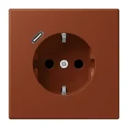 Uitverkoop Jung LC 1520-18C 247 Wandcontactdoos met randaarde 16A 250V en USB-laadcontactdoos 1x type C terre sienne brûlée 59 (4320D)