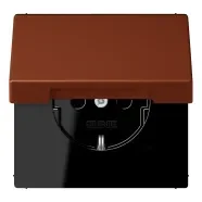 Uitverkoop Jung LC 1520 NBFKL 247 Wandcontactdoos met randaarde 16A 250V klapdeksel LS 990 terre sienne brûlée 59 (4320D)