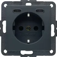 Bestel Nu Berker 48151606 S.1/B.3/B.7 Wandcontactdoos met randaarde en steekklemen en 2x USB C Antraciet mat