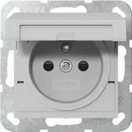 Bestel Nu Gira 4488015 Systeem 55 Wandcontactdoos met aardingspen CEBEC en klapdeksel 16A 250V Grijs mat (België)