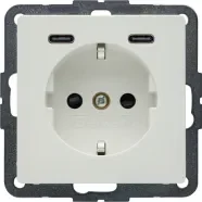 Berker 48156089 Q.1/Q.3/Q.7 Wandcontactdoos met randaarde en steekklemen en 2x USB C Polarwit soft finish Beperkt Aanbod