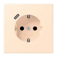 Beste Prijs Jung LC 1520-18C 238 Wandcontactdoos met randaarde 16A 250V en USB-laadcontactdoos 1x type C terre sienne pâle (32123)
