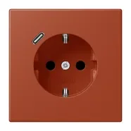 Betaalbaar Jung LC 1520-18C 232 Wandcontactdoos met randaarde 16A 250V en USB-laadcontactdoos 1x type C l‘ocre rouge (32110)
