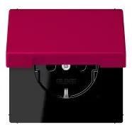 Beperkte Voorraad Jung LC 1520 NBFKL 230 Wandcontactdoos met randaarde 16A 250V klapdeksel LS 990 rouge rubia (32101)