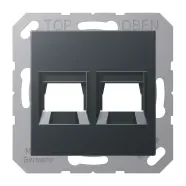 Betrouwbaar Jung A 1569-25 WE ANM Afdekking (klikbevestiging) voor modular jack 2-voudig EMT, AMP, MTRJ A range Antraciet mat